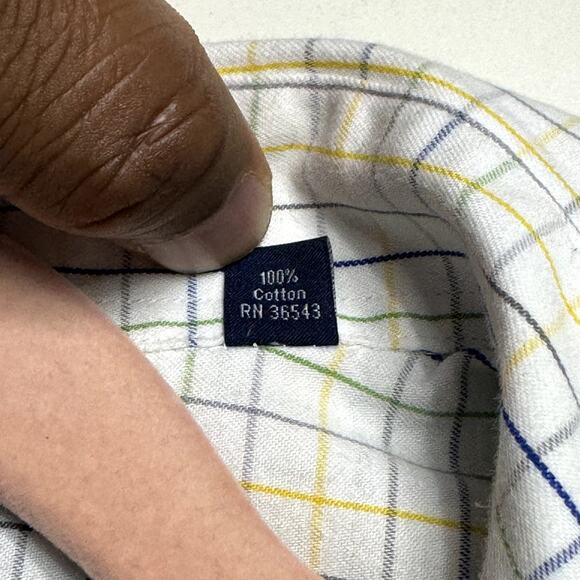 Tommy Hilfiger White with colored lines Mens Button Down Shirt Size16-16.5 32-33 - Picture 6 of 10